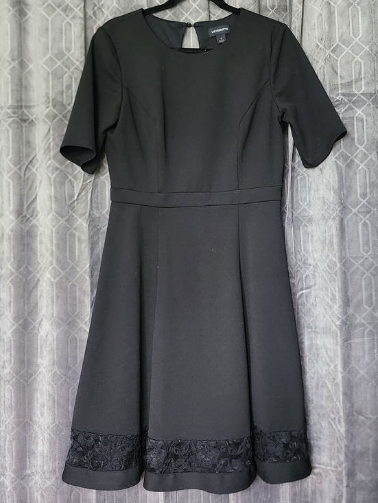 Liz Claiborne Dresses & Skirts - Liz Claiborne Black Fit-and-Flare Midi Dress with Lace Trim